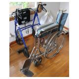 Wheel Chair & Blue Rollator Walker