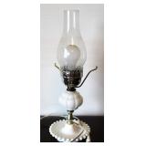 Hurricane Style Milk Glass Hobnail Lamp