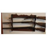 Wooden 3 Gun Wall Rack w/Double Barrel Percussion