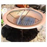 Round Copper Colored Fire Pit w/ Lid