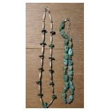 (2) Turquoise Nugget/ Chip Native Style Necklaces
