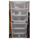 2 Plastic Roller Storage Bins w/ Mouse Figurines