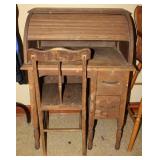 Antique Childrens Roll Top Desk w/ Chair