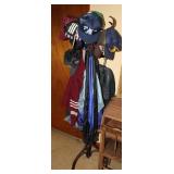 Wooden Vintage Style Coat Rack w/ Coats & Hats
