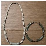 Floral Applique Beaded Necklace w/ Bracelete