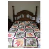 Full Size Solid Oak Spindle Bed Frame w/ Mattress