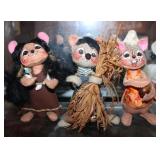 (3) 1984 Annalee Mobilitee Holiday Harvest Dolls