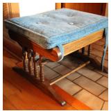 Wooden Spindle Side Upholstered Ottoman