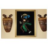 Mid Century Gravel Art Framed & Drum Wall Hangs