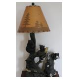 Bear & Cub Climbing Tree Lamp & Figurine