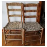 19th Century Primitive Country Ladder Back Chairs