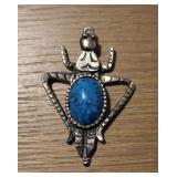 Cricket Shaped Pendant w/ Faux Turquoise Bead