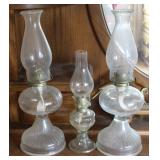 (3) Clear Glass Oil Lamps