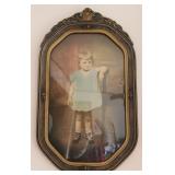 Ornate Frame w/ Childs Portrait in Convex Glass
