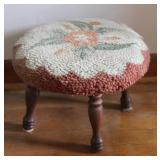 Hand Hooked Floral Footstool