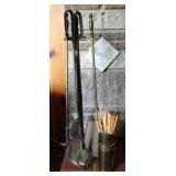 Brass Fireplace Tool Kit w/ Matches