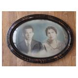 19th Century Oval Portrait Framed w/ Convex Glass
