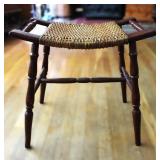 Primitive Curved Woven Rush Stool