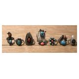 (7) Native American Style Silver Tone Rings