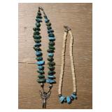 (2) Native Navajo Turquoise Nugget Necklaces