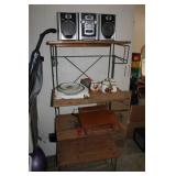 FOLDING METAL SHELF, BOOMBOX MISC ITEMS