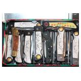 ABOUT (24) POCKET KNIVES IN TIN