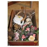 OIL LAMP, TEAPOT, ARTIFICIAL FLOWERS ETC
