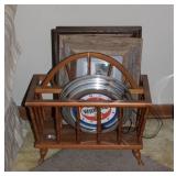 MAGAZINE RACK, FRAMED PRINTS