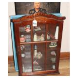 (2) PRINTS AND WALL CURIO W/KNICKKNACKS