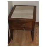 MARBLE TOP END TABLE PAIR