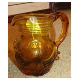 MID CENTURY ART GLASS PITCHER