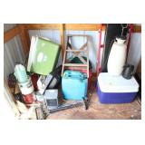 STEP LADDER, AIR PUMPS, FUEL CAN ETC