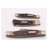 THREE SCHRADE OLD TIMER KNIVES
