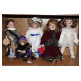 (5) CONTEMPORARY PORCELAIN DOLLS
