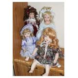 (4) CONTEMPORARY PORCELAIN DOLLS