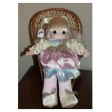 PRECIOUS MOMENTS DOLL AND DOLL CHAIR