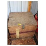 WOOD BOX, TIE WIRE REELS, EXTENSION CORD