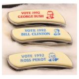 SET OF (3) 1992 POLITICAL KNIVES