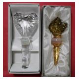 Mikasa & Gold Flake Glass Heart & Leaf Stoppers