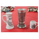 Miniature Steins w/ Intricate Metal Cup