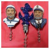 Nautical Ships Captian w/ Anchor Corkscrews