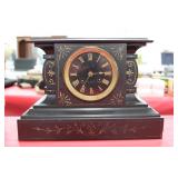 Antique Black Slate Mantel Clock