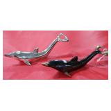 (2) Silver Tone Metal Dolphin Bottle Opener
