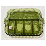 GREEN DIVIDED RELISH DISH - 13"
