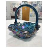 INDIANA GLASS CARNIVAL GLASS BASKET
