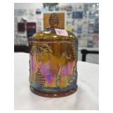 INDIANA GLASS CARNIVAL GLASS COVERED CANISTER