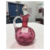 CRANBERRY GLASS CRUET W/ STOPPER
