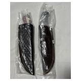 (2) NEW 9" FIXED BLADE KNIVES WITH LEATHER