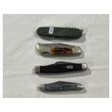 (4) FOLDING POCKET KNIVES - CASE XX 087HE