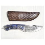 8" GUT HOOK DAMASCUS STYLE FIXED BLADE KNIFE